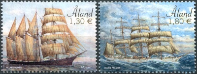 Аландские острова. 2020. Парусные корабли - Mozart и Viking (Серия Почтовых марок. MNH OG)