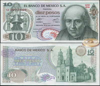 Мексика. 10 песо (Unc) 1977