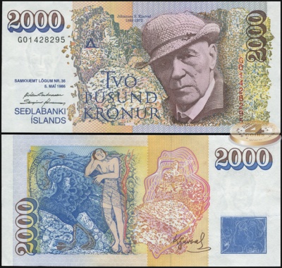Исландия. 2000 крон (Unc) 1995