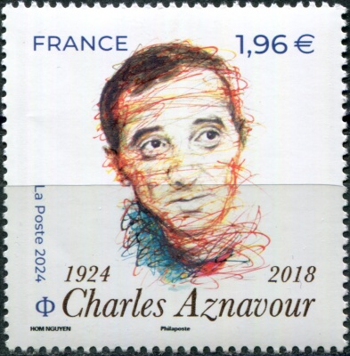 Франция. 2024. Шарль Азнавур, певец (Почтовая марка. MNH OG)