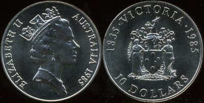Австралия. 10 долларов. 1985 (Unc. Серебро)