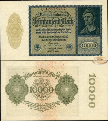 Германия (Веймарская респ.). 10000 марок (Unc) 1922