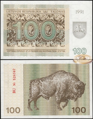 Литва. 100 талонов (Unc. P.38b) 1991