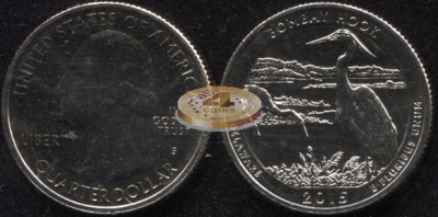 США. Монета 25 центов [Квотер]. 2015.S (KM#600. Unc) Bombay Hook [Delaware]