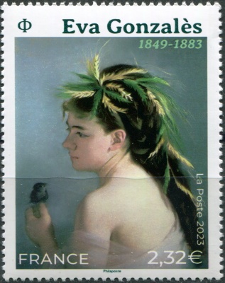 Франция. 2023. "Воробей" Евы Гонсалес, 1849-1883 (Почтовая марка. MNH OG)