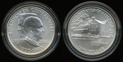 США. 1 доллар. 1990.W (Unc. Серебро)