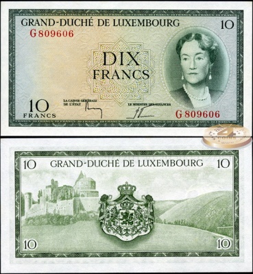 Люксембург. 10 франков (Unc) 1954