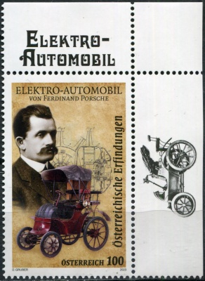 Австрия. 2023. Электромобиль Фердинанда Порше (V) (Почтовая марка. MNH OG)
