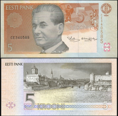 Эстония. Банкнота 5 крон. 1994 (1997). Unc. Бумага. Кат# P.76a