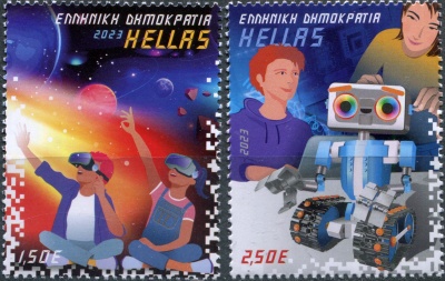 Греция. 2023. Дети и технологии (Серия Почтовых марок. MNH OG)