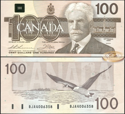Канада. 100 долларов (Unc) 1988