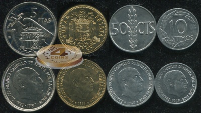 Испания. Набор №2 (4 монеты) 1957-66