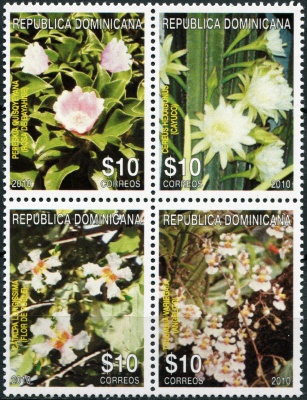 Доминиканская республика. 2010. Цветущие растения (Квартблок. MNH OG)