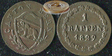 Швейцария (Берн). 1 раппен. 1829 (XF.Биллон)