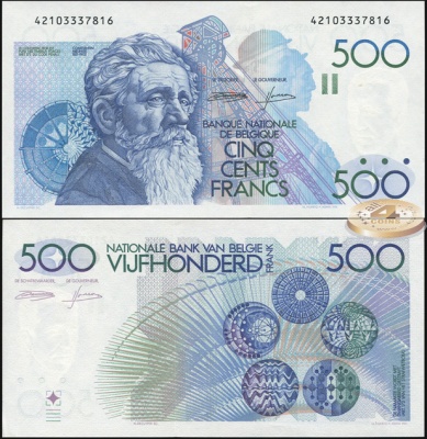 Бельгия. 500 франков (Unc) 1982-84