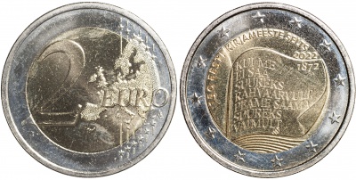 Эстония. Монета 2 евро. 2022 (Unc. Биметалл) 150-летие Общества эстонских литераторов