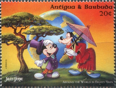 Антигуа и Барбуда. 1996. Микки и Гуфи в Китае (Почтовая марка. MNH OG)