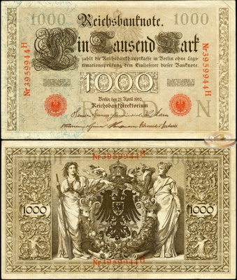 Германия [Кайзер рейх]. 1000 марок (VF) 1910
