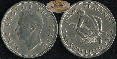Новая Зеландия. 1 шиллинг. 1952 (XF)