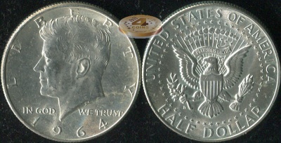 США. 1/2 доллара. 1964.D (Unc. Серебро)