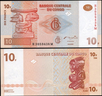 Конго. 10 франков (Unc) 2003