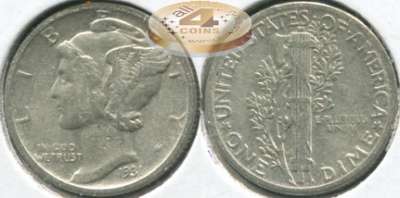 США. 10 центов [Дайм]. 1931 (VF. Серебро)