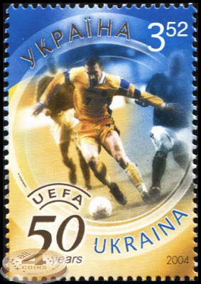 Украина. 2004. 50 лет УЕФА (Почтовая марка. MNH OG)