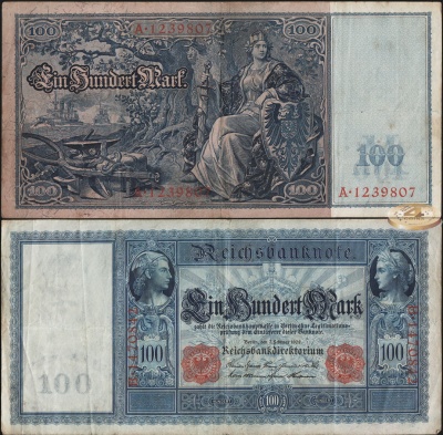 Германия (кайзеррейх). 100 марок (VF) 1908