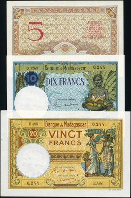 Мадагаскар. Набор из 3 банкнот (Unc) 1937-47