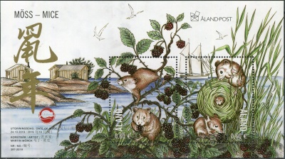 Аландские острова. 2019. Год Крысы (Почтовый блок. MNH OG)
