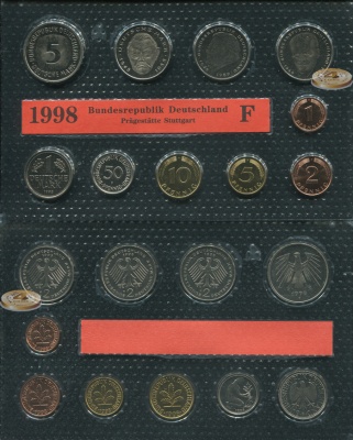 Германия (ФРГ). Официальный набор (Unc. 10 монет) 1998.F