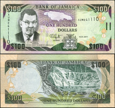Ямайка. 100 долларов (Unc) 2011