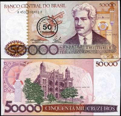 Бразилия. 50 крузадо [на 50000 крузейро] (Unc) 1986