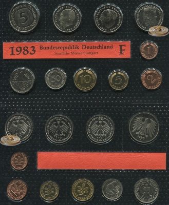 Германия (ФРГ). Официальный набор (Unc. 10 монет) 1983.F