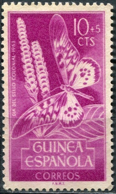 Испанская Гвинея. 1953. Парусник антимах (Dryuria antimachus) (Почтовая марка. MNG)