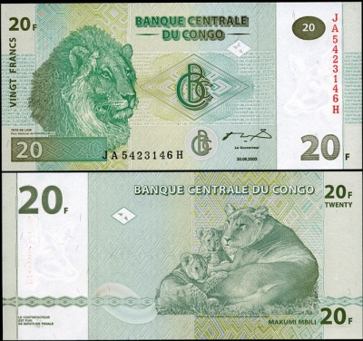 Конго. 20 франков (Unc) 2003