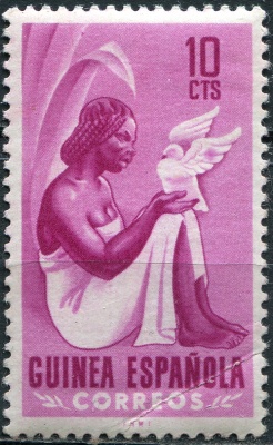 Испанская Гвинея. 1953. Женщина и голубь (Почтовая марка. XF)