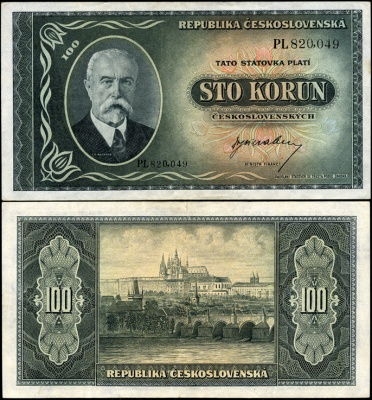 Чехословакия. 100 крон (aUnc) 1945