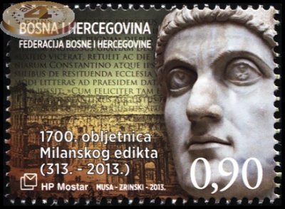 Босния и Герцеговина. 2013. 1700 лет Миланскому эдикту (Почтовая марка. MNH OG)