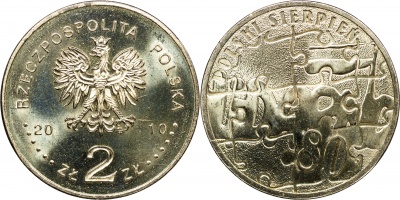 Польша. Монета 2 злотых. 2010 (KM#Y.737. Unc) Забастовка рабочих в августе 1980 г.