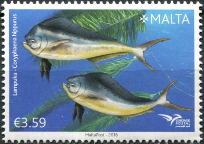 Мальта. 2016. Большая корифена (Coryphaena hippurus) (Почтовая марка. MNH OG)