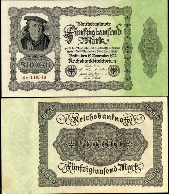 Германия (Веймарская респ.). 50000 марок (Unc) 1922