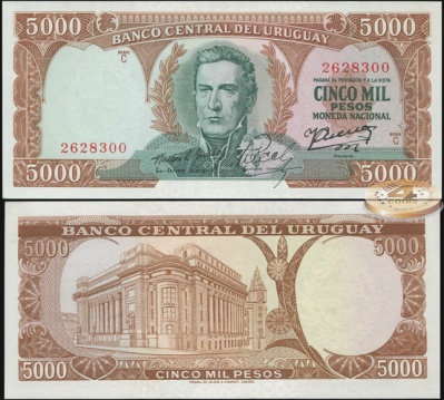 Уругвай. 5000 песо (Unc) 1972