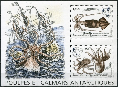 ФЮАТ. 2020. Антарктические кальмары и осьминоги (Почтовый блок. MNH OG)
