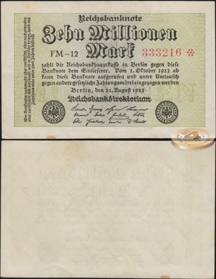 Германия (Веймарская респ.). 10 000 000 марок (aUnc) 1923