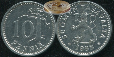 Финляндия. 10 пенни. 1988.M (Unc)
