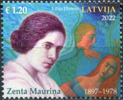 Латвия. 2022. Зента Мауриня, писательница (Почтовая марка. MNH OG)