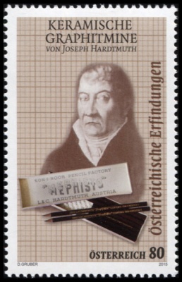 Австрия. 2015. Графитовые карандаши Йозефа Хартмута (Почтовая марка. MNH OG)