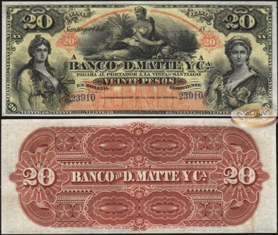 Чили. 20 песо (Unc) ~1888