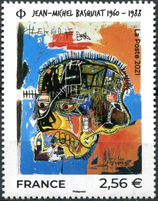 Франция. 2021. "Черепа", Жан-Мишель Баския (1960-1988) (Почтовая марка. MNH OG)